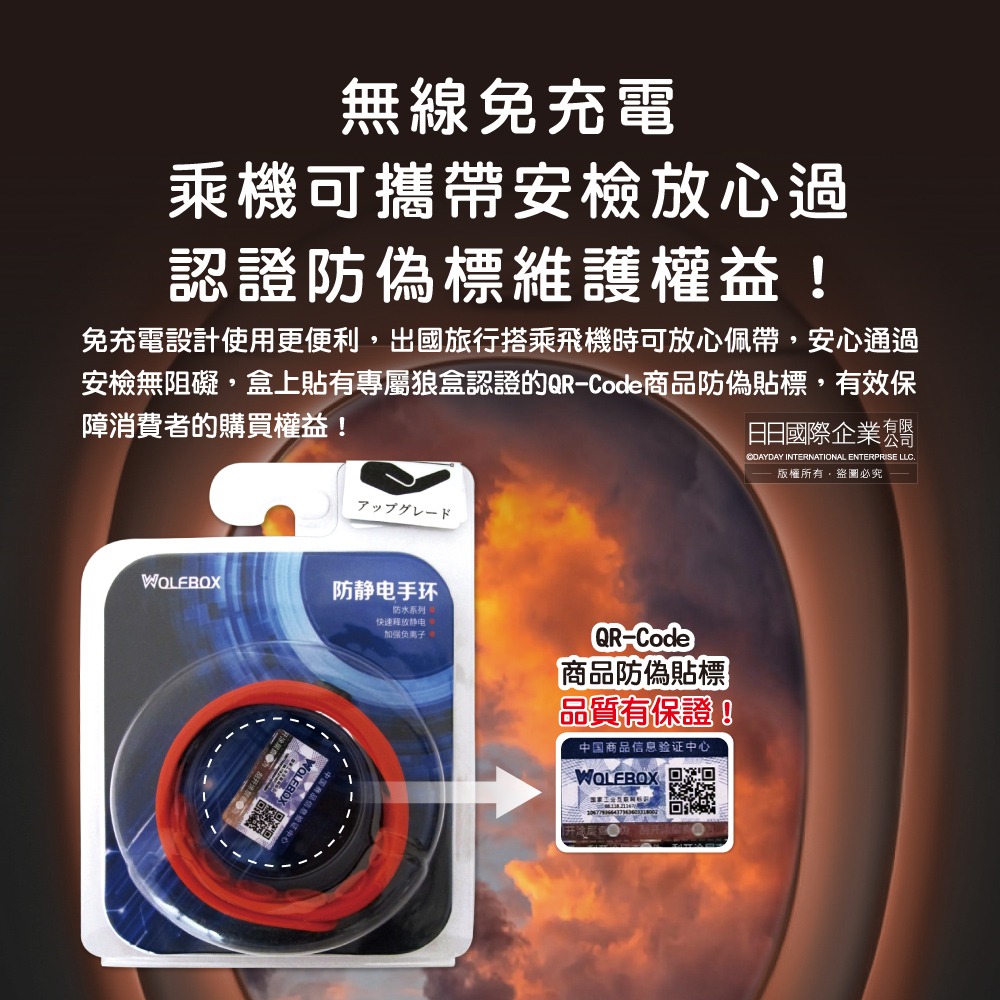 [日日好物]狼盒WOLF BOX-快速導電高密度矽膠防水防汗超強防靜電手環1入/盒-沉穩黑(運動型6段調整長度), , large