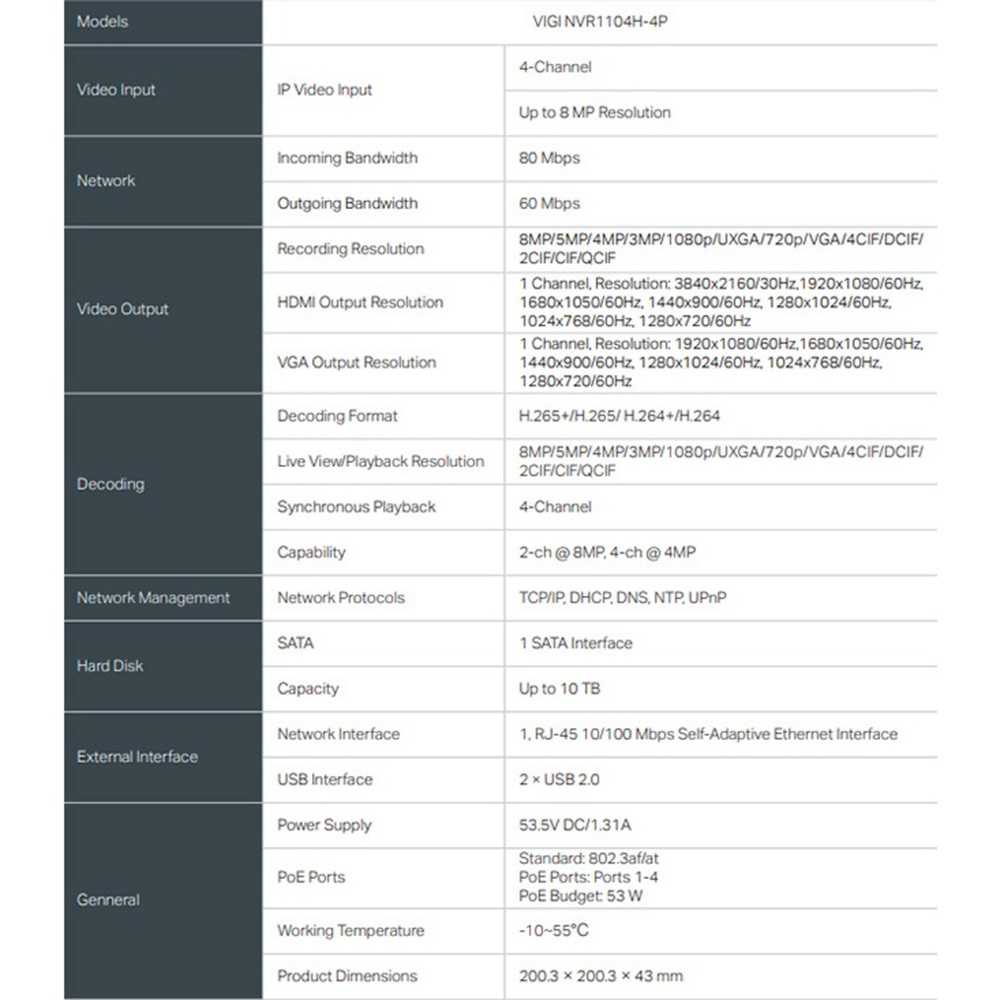 TP-LINK 昌運監視器組合 VIGI NVR1104H-4P 4路主機+VIGI C440 4MP半球網路攝影機*2, , large