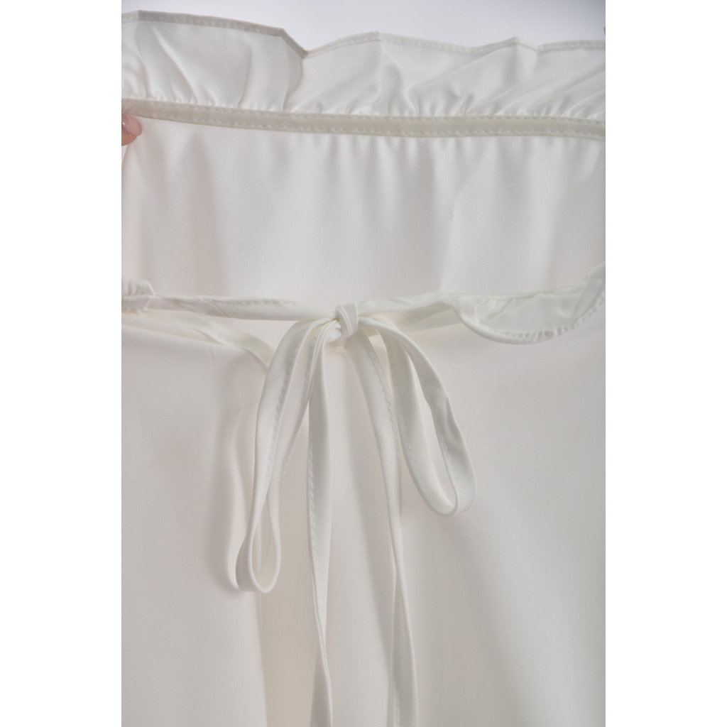 (L) 質感綁帶白色長袖上衣二手衣, , large