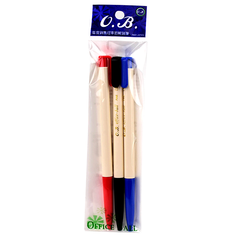 OB-100 Ball Pen3Pcs-Blue, 混色, large
