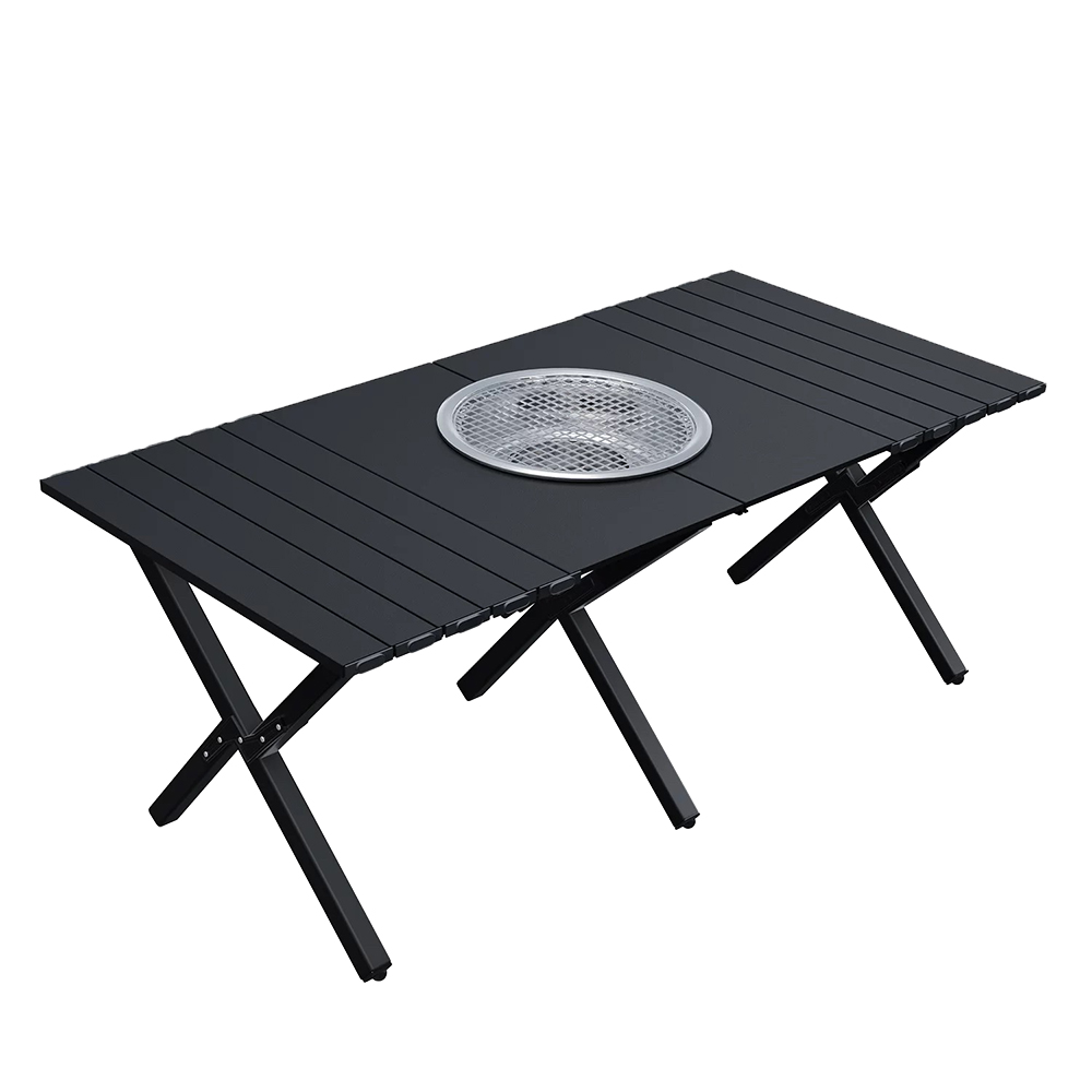 Multifunctional Outdoor Camping BBQ Omelet Table (Matte Black) (Outdoor Camping Folding Table, BBQ Camping Table, Lightweight Folding Camping Table), , large