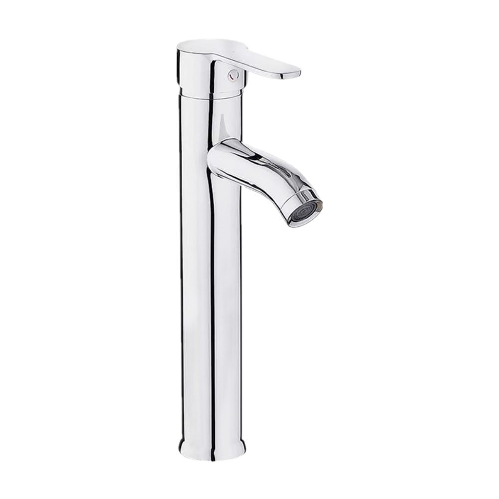 G-shaped heightened hot and cold water faucet (electroplated silver) 30CM high - comes with 2 x 60cm high-pressure hoses, , large