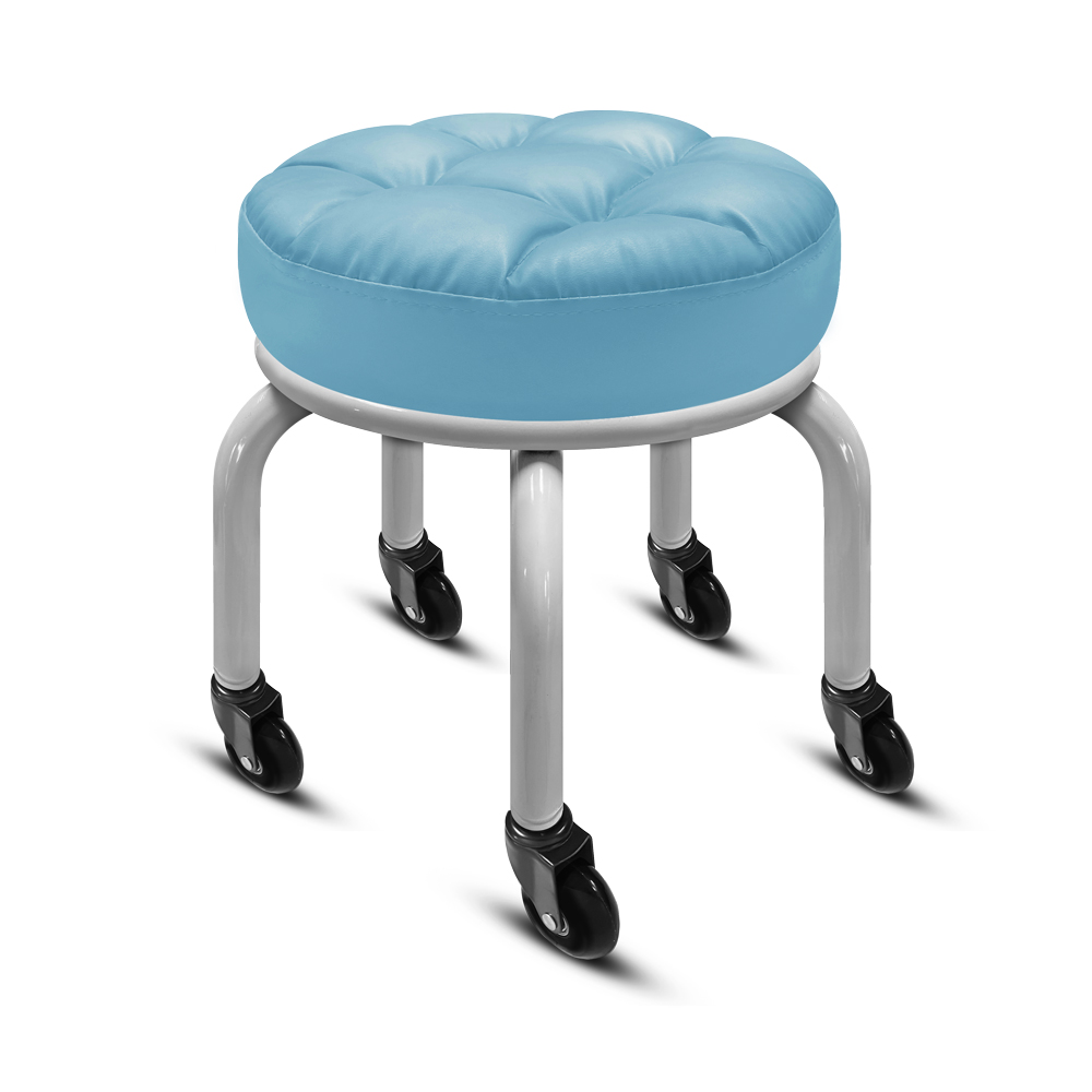 【G+居家】免組裝 動感滑輪萬用椅-白管-藍色(2吋純黑輪), , large