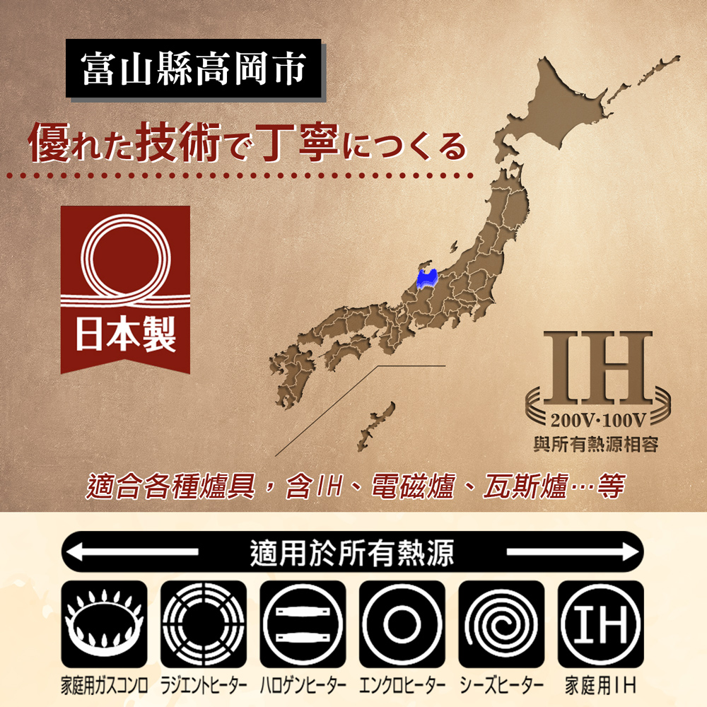 【日本北陸hokua】日本製極大金IH輕量級不沾玉子燒3件組(玉子燒+蓋+鏟)不挑爐具/可用金屬鏟, , large