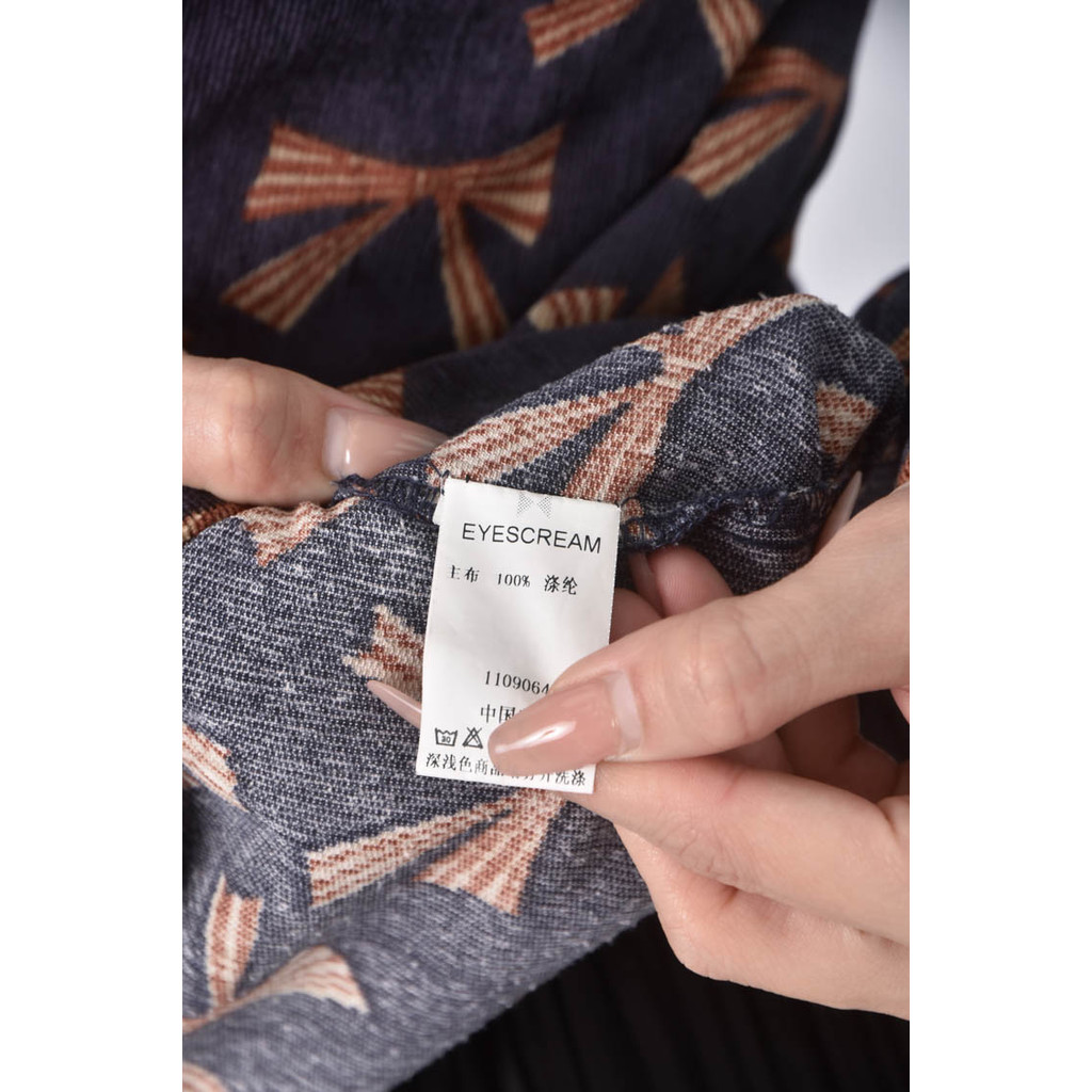 (M) eyescream蝴蝶結藍色長袖上衣二手衣, , large