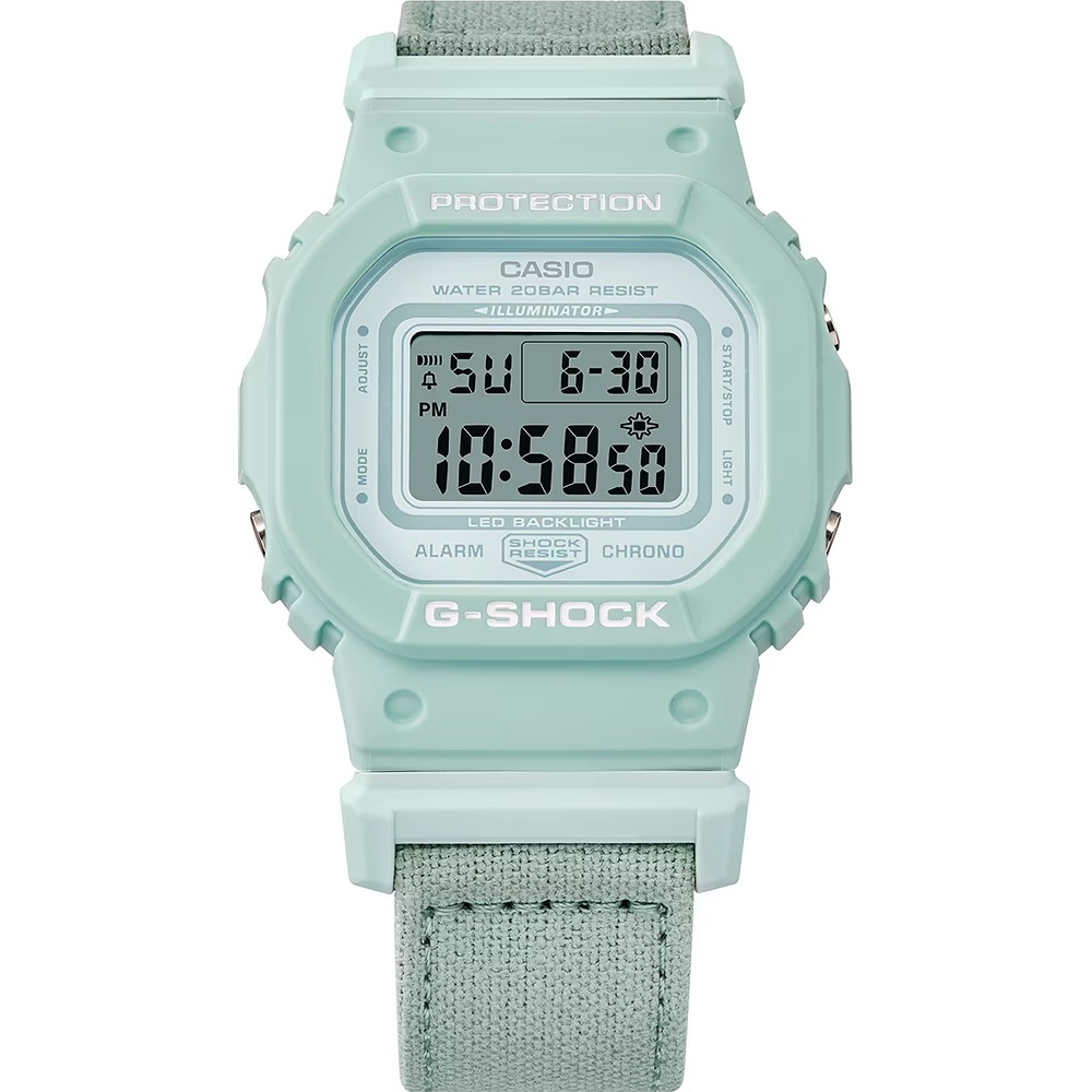 CASIO 卡西歐 G-SHOCK 自然系列 湖水藍 布質錶帶方型女錶 GMD-S5600CT-3, , large