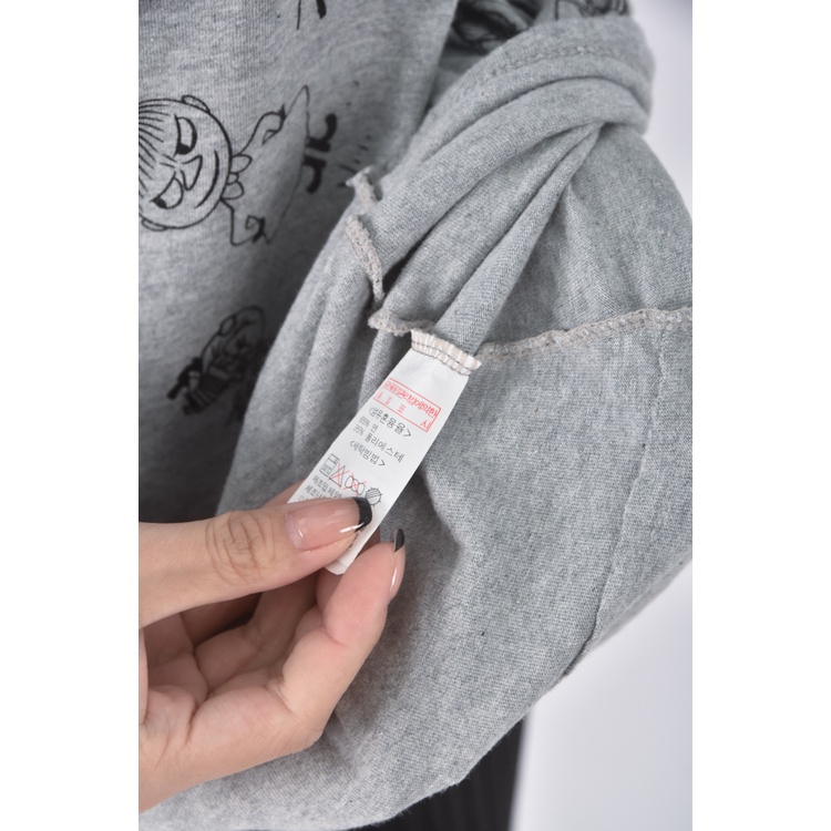 (M) odri質感印花灰色長袖上衣二手衣, , large