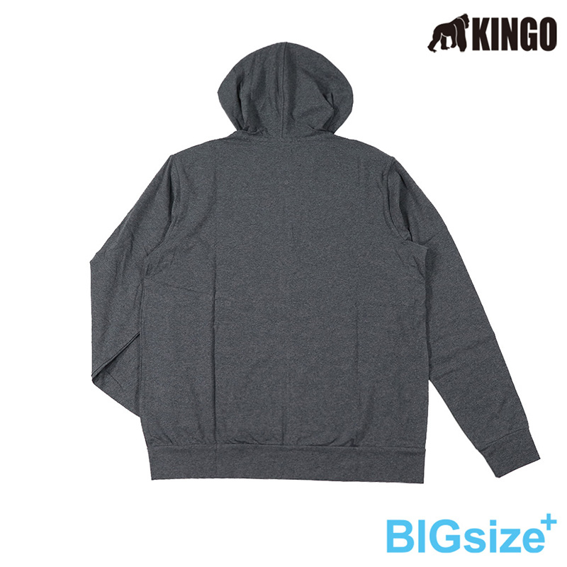KINGO-大尺碼-男款 連帽彈性棉外套-丈青/深麻灰-K43502, , large