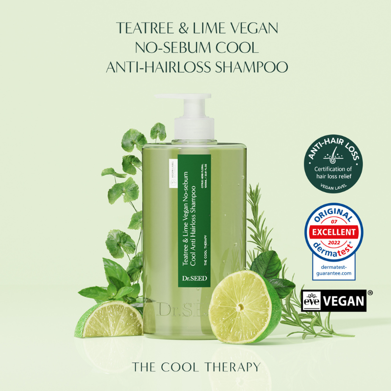 Dr. SEED Teatree & Lime Vegan No-sebum Cool Anti Hairloss Shampoo, , large