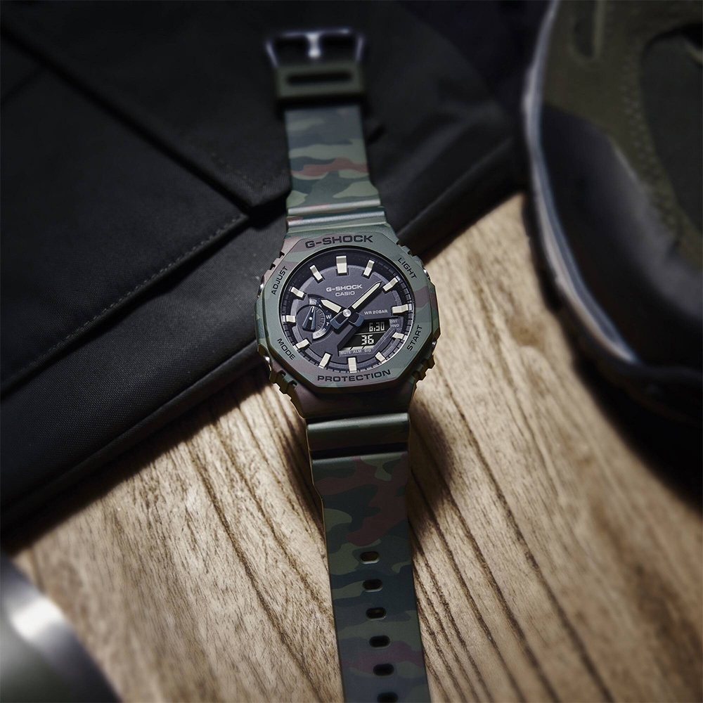 CASIO 卡西歐 G-SHOCK 迷彩 八角電子錶 套錶 GAE-2100WE-3A, , large