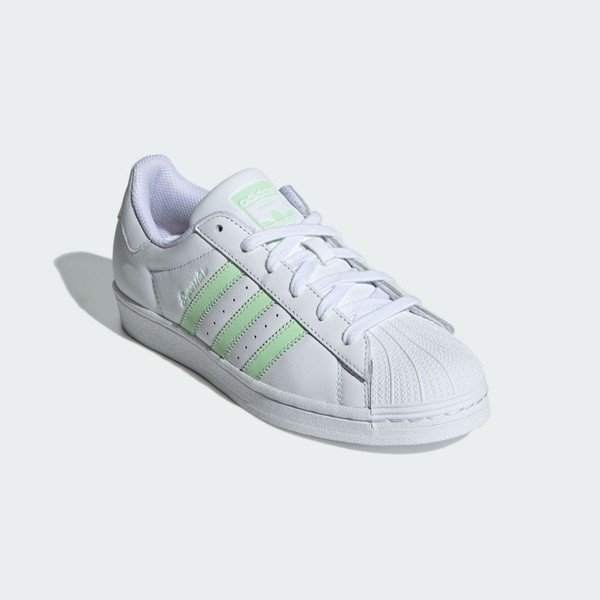 Kixpress-Adidas Superstar W 女 休閒鞋 經典 復古 三葉草 貝殼頭 穿搭 白 淺綠 [IE3005], , large