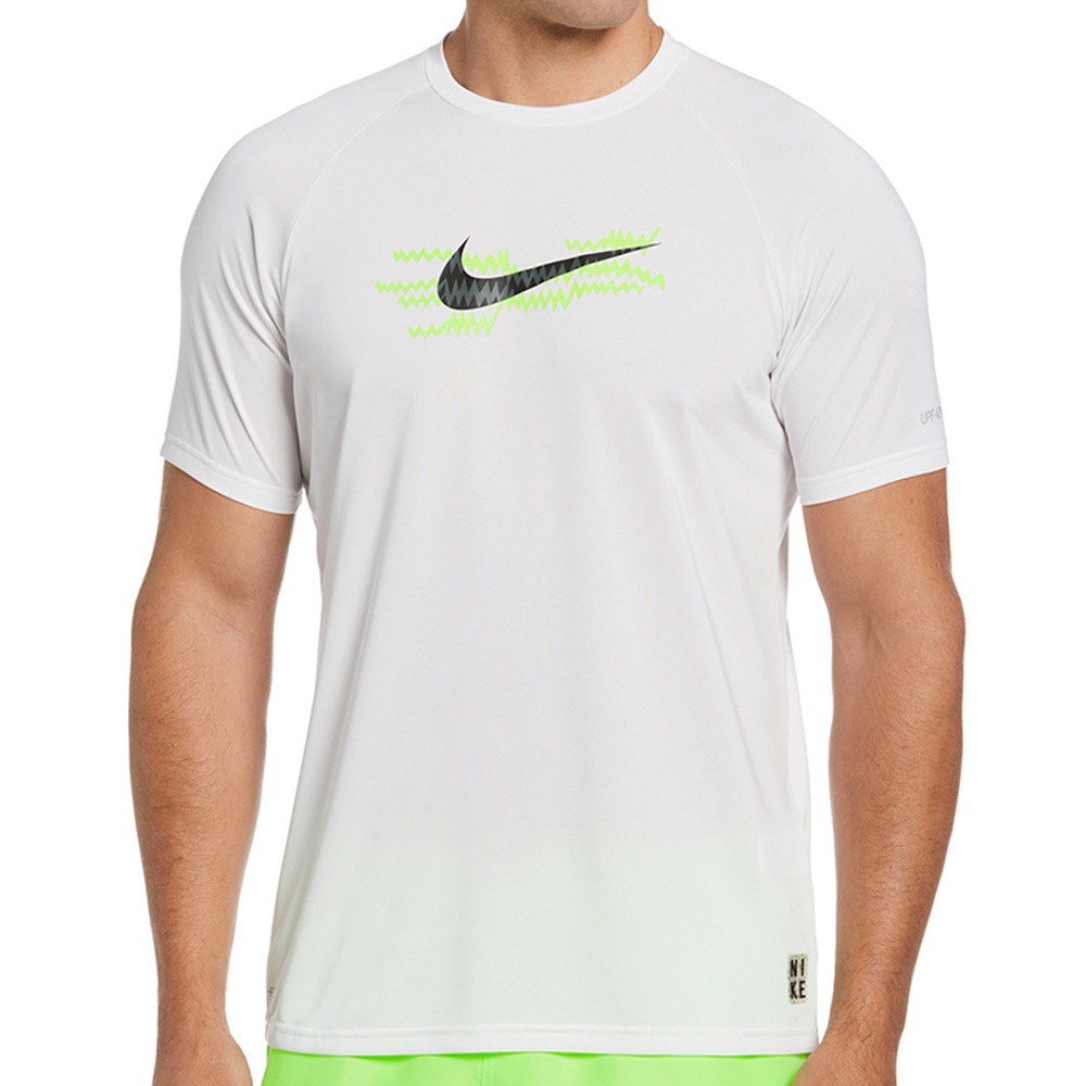 NIKE ELECTRIC SWOOSH 成人男性短袖防曬衣 健身 運動 簡約 時尚 抗UV 吸汗 乾爽 透氣 彈性 白, , large