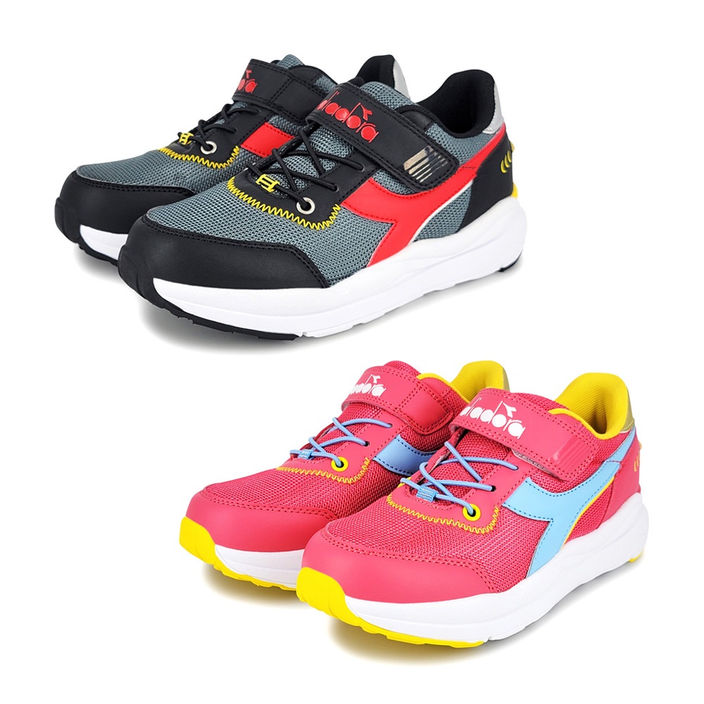 DIADORA迪亞多那 復古兒童老爹鞋 童運動鞋 童鞋 寬楦 透氣 康特杯 吸震 減壓 足弓支撐 健康鞋墊 止滑 灰 桃