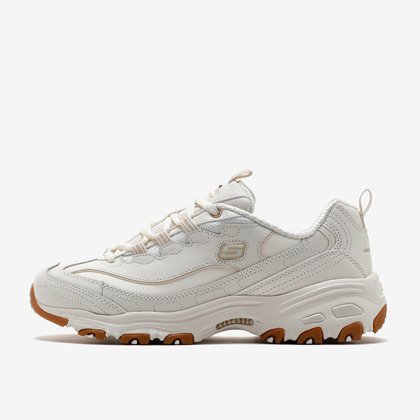 Kixpress-Skechers D'Lites 女 休閒鞋 經典 復古 厚底 增高 米白 粉 [149807OFWT], , large