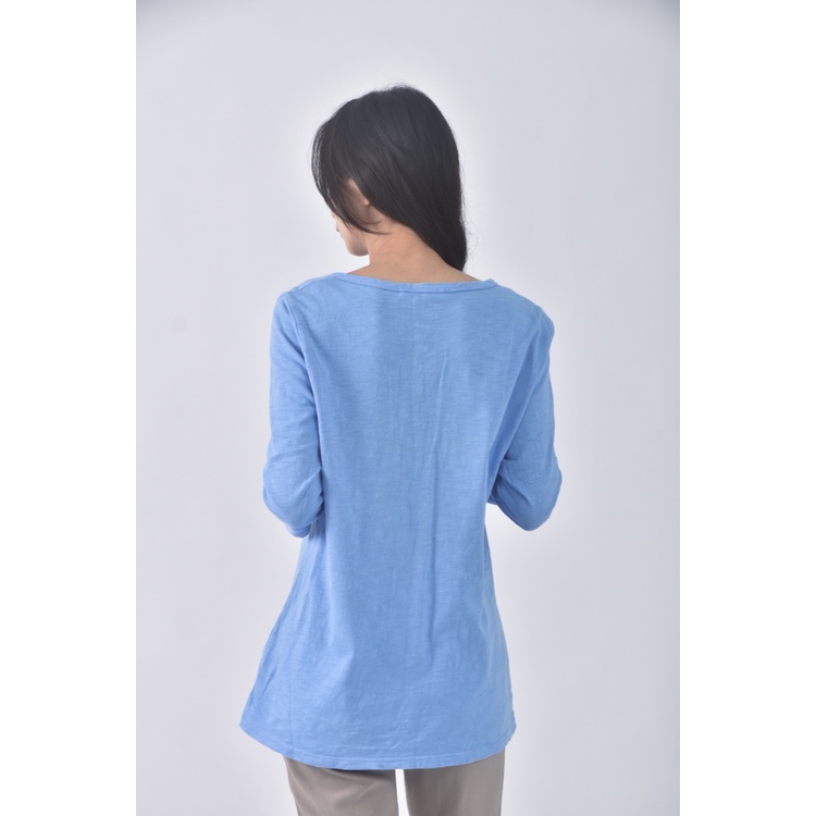 (S) collection j 3質感棉質純棉藍色長袖上衣二手衣, , large