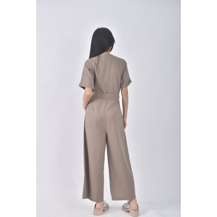 (2XL) before高腰拉鍊棕色綁帶連身裝二手衣, , large