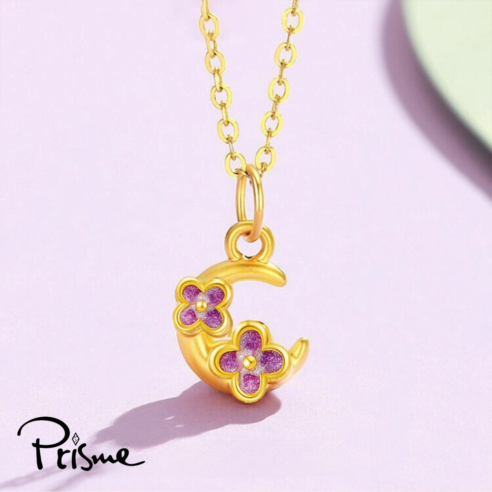 【Prisme Gold】黃金項鍊 桂花月亮 鍊墜項鍊 (金重：約0.08錢&plusmn;0.03), , large