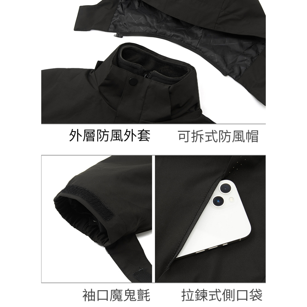 【天天免運】DZRZVD 杜戛地230865男款兩件式外套～防風防水外套+密絲絨刷毛衣～防水防風保暖、YKK拉鍊、銀狐絨, , large