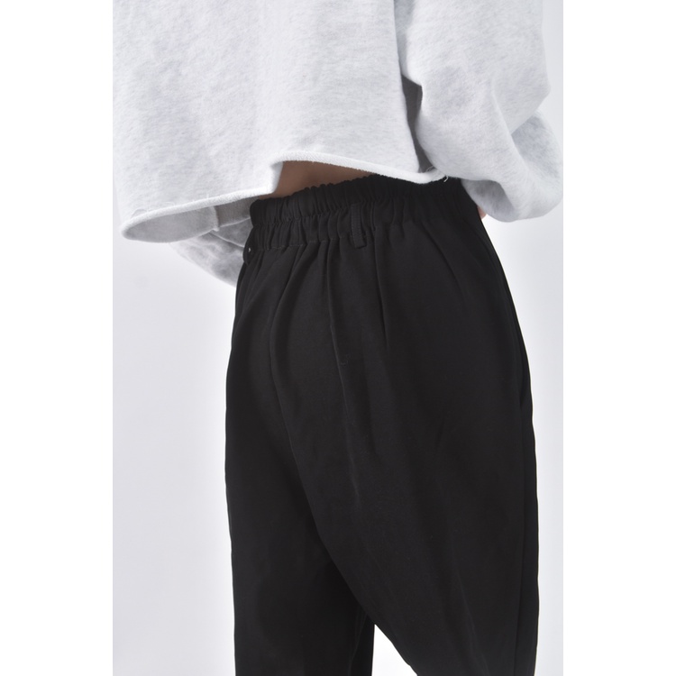 (M) liville高腰寬鬆黑色長褲二手衣, , large