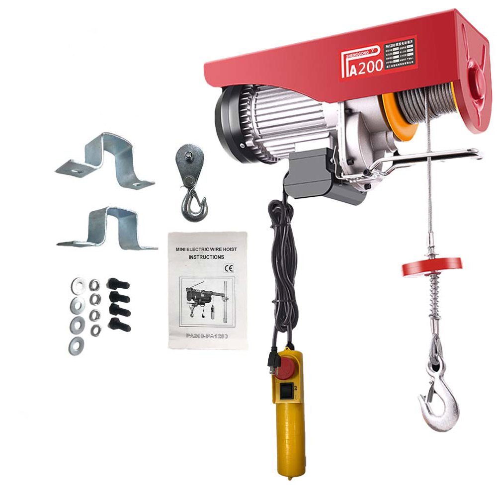 110V Electric Mini Crane Mobile Winch PA200-12M, , large