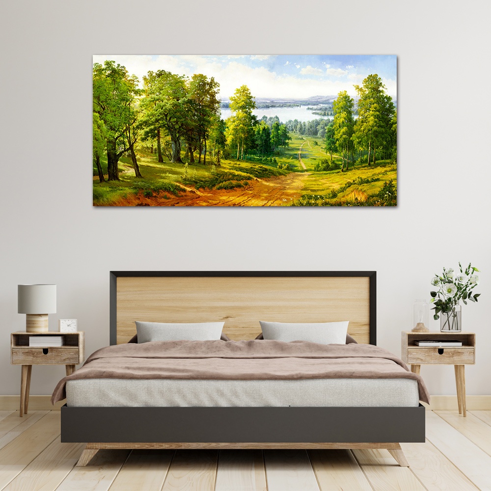 【御畫房】千里碧玉 國家一級畫師手繪油畫60×120cm(VF-123), , large