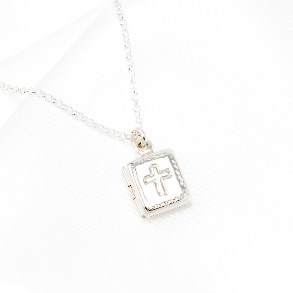 【Angel & Me】Memory of Love Cross S925 Sterling Silver Necklace Bible Locket, , large