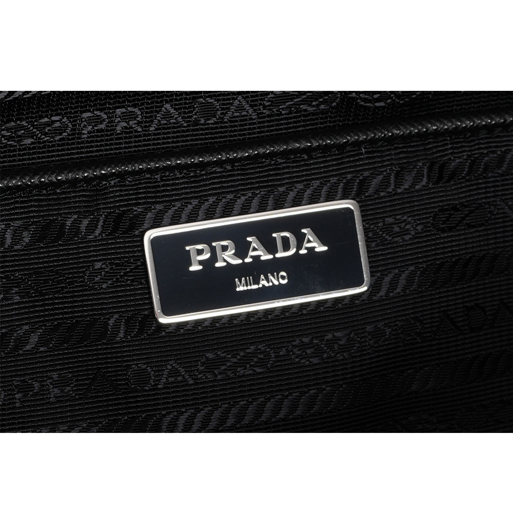 PRADA 三角牌標誌尼龍二用托特包/黑色, , large
