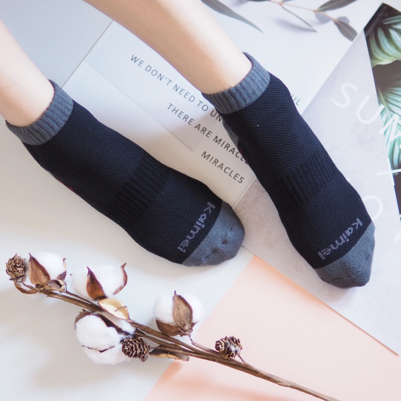 [Kaimei Cotton Industry] 6 pairs set, MIT made in Taiwan, high quality and all-round, Kaimei’s exclusive high-efficiency deodorizing sports socks, cool black style, , large