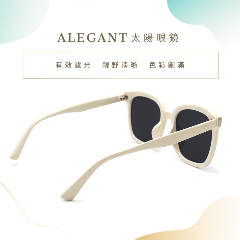 皓月白鑲嵌鈦銀金屬方框TR90偏光墨鏡/UV400太陽眼鏡〔ALEGANT〕, , large