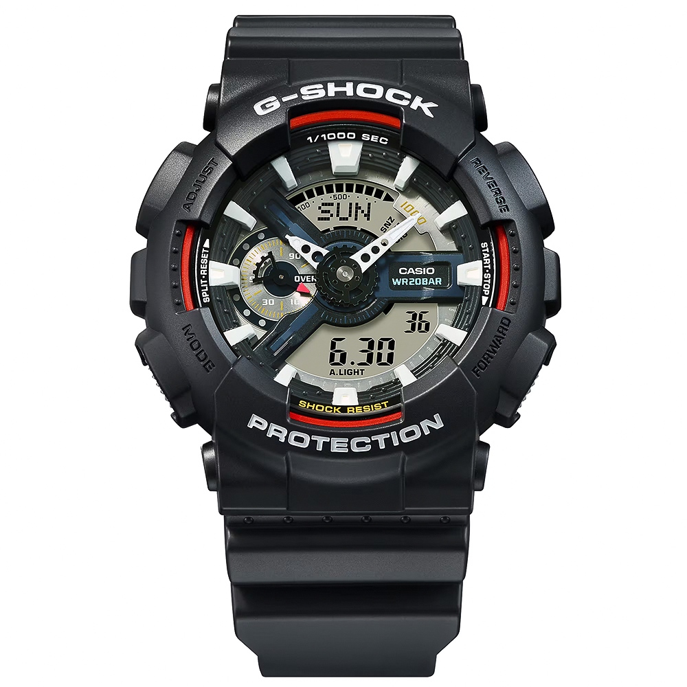 CASIO 卡西歐 G-SHOCK 經典配色雙顯手錶 GA-110RL-1A, , large