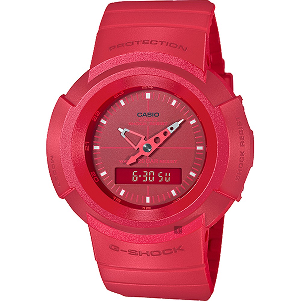 CASIO 卡西歐 G-SHOCK 復刻ONE TONE雙顯計時手錶 AW-500BB-4E, , large