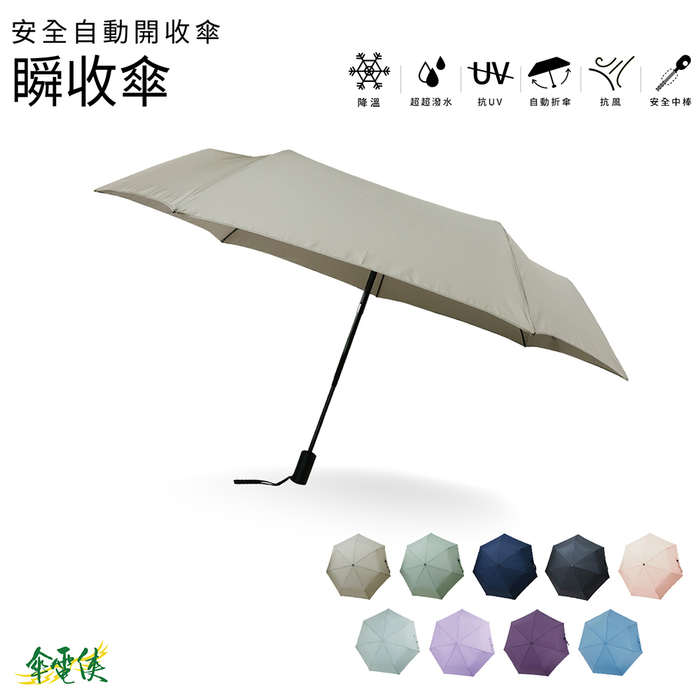 【傘電俠】型態安定布 23吋安全自動開收傘-瞬收傘  輕巧好收大傘面 05-580018, , large