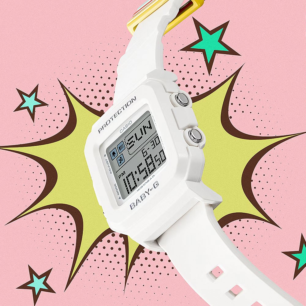 CASIO 卡西歐 BABY-G 隨附6個繽紛錶帶環 像素動畫手錶 BGD-10L-2, , large