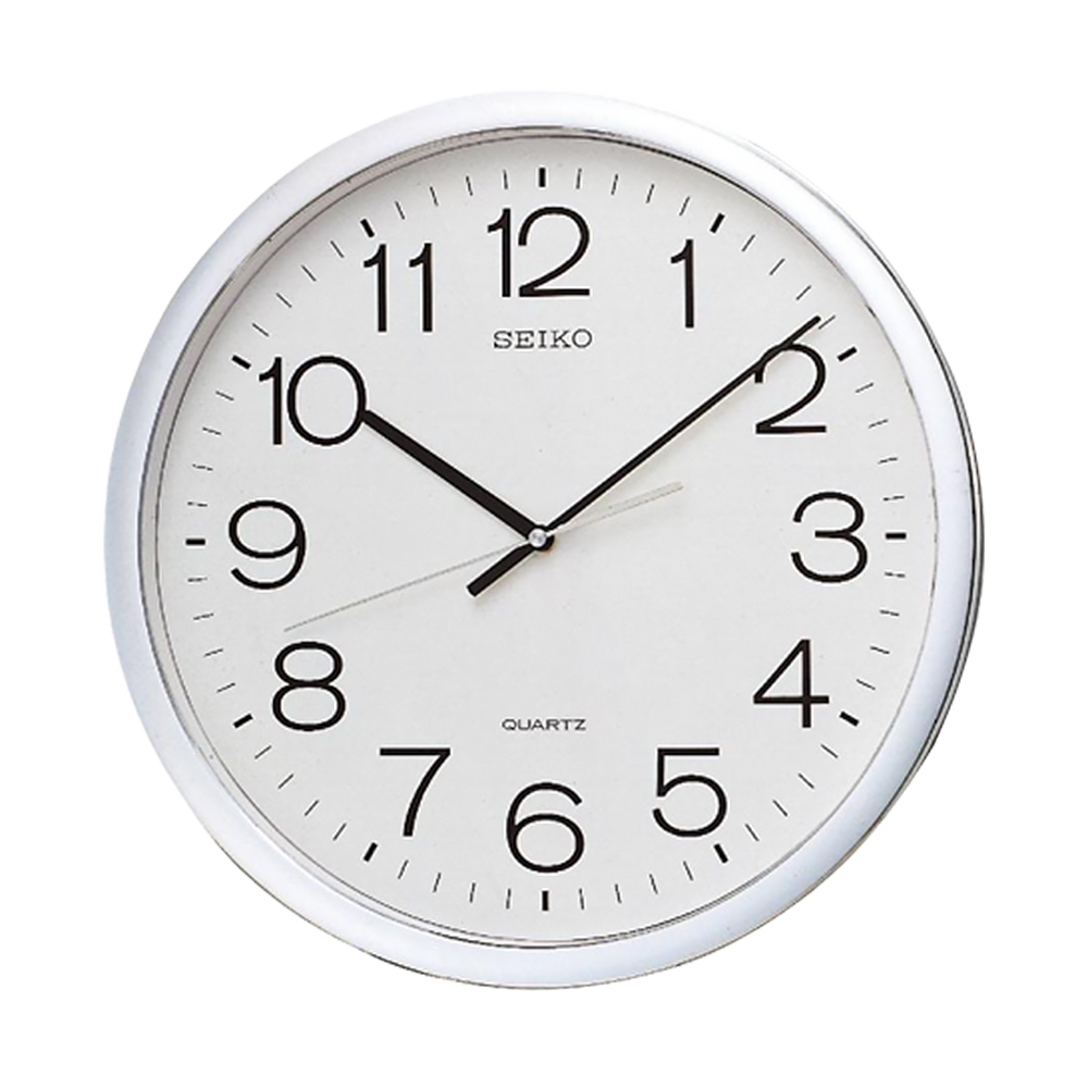 SEIKO 精工 指針式時尚掛鐘 時鐘-銀框 QXA041S