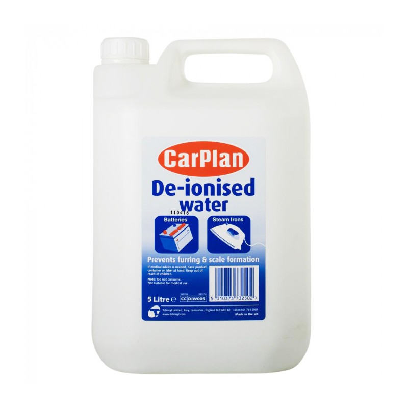 英國CarPlan De-ionised 去離子水/5L 實驗用水 補充水箱水 補充電瓶水 去離子水, , large