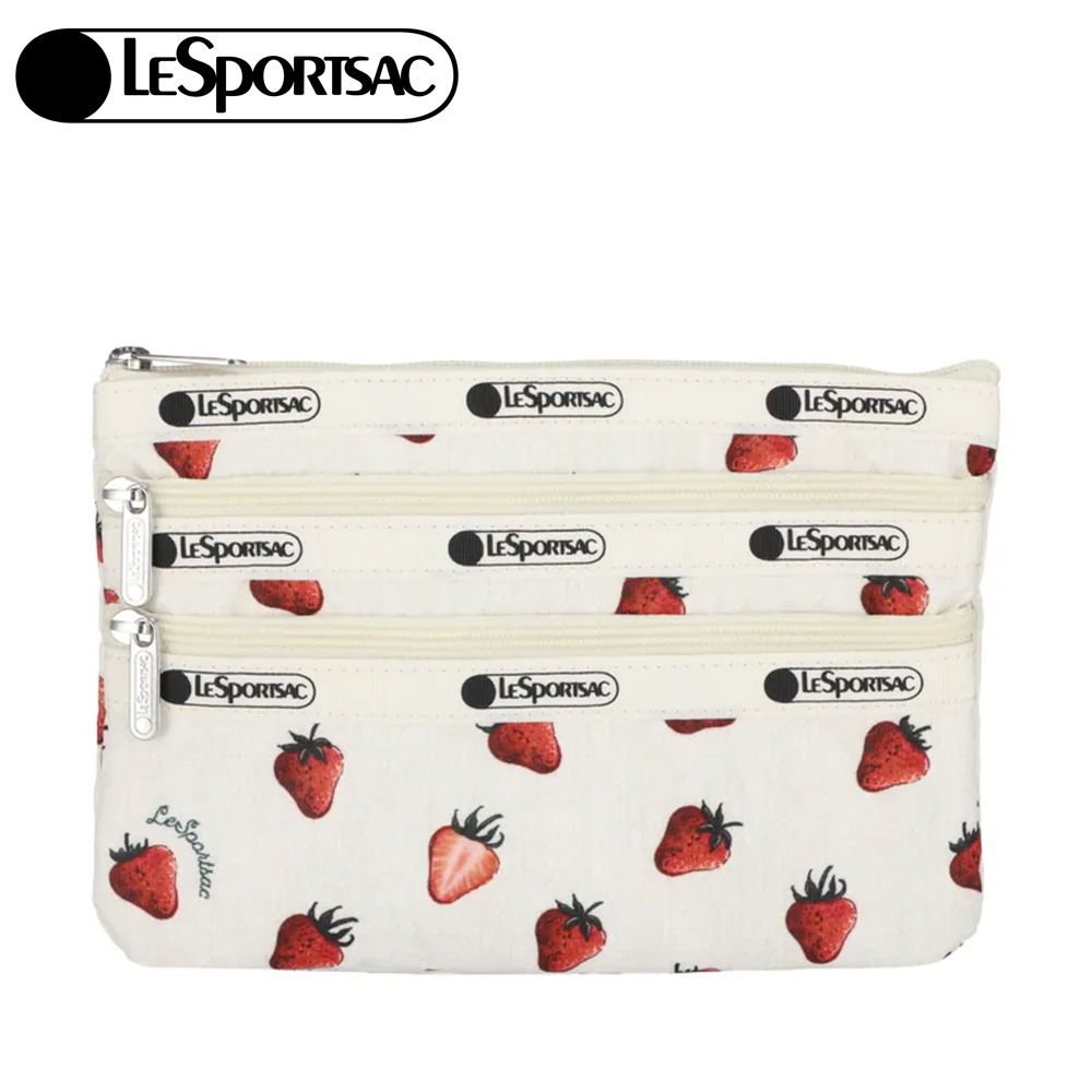 |快速出貨|Lesportsac 3-zip Cosmetic 三層拉鍊化妝包 送禮推薦-莓果輕舞, , large