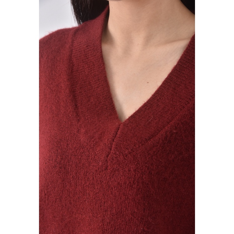 (F) 【智恩私服】質感V領紅色長袖上衣二手衣, , large