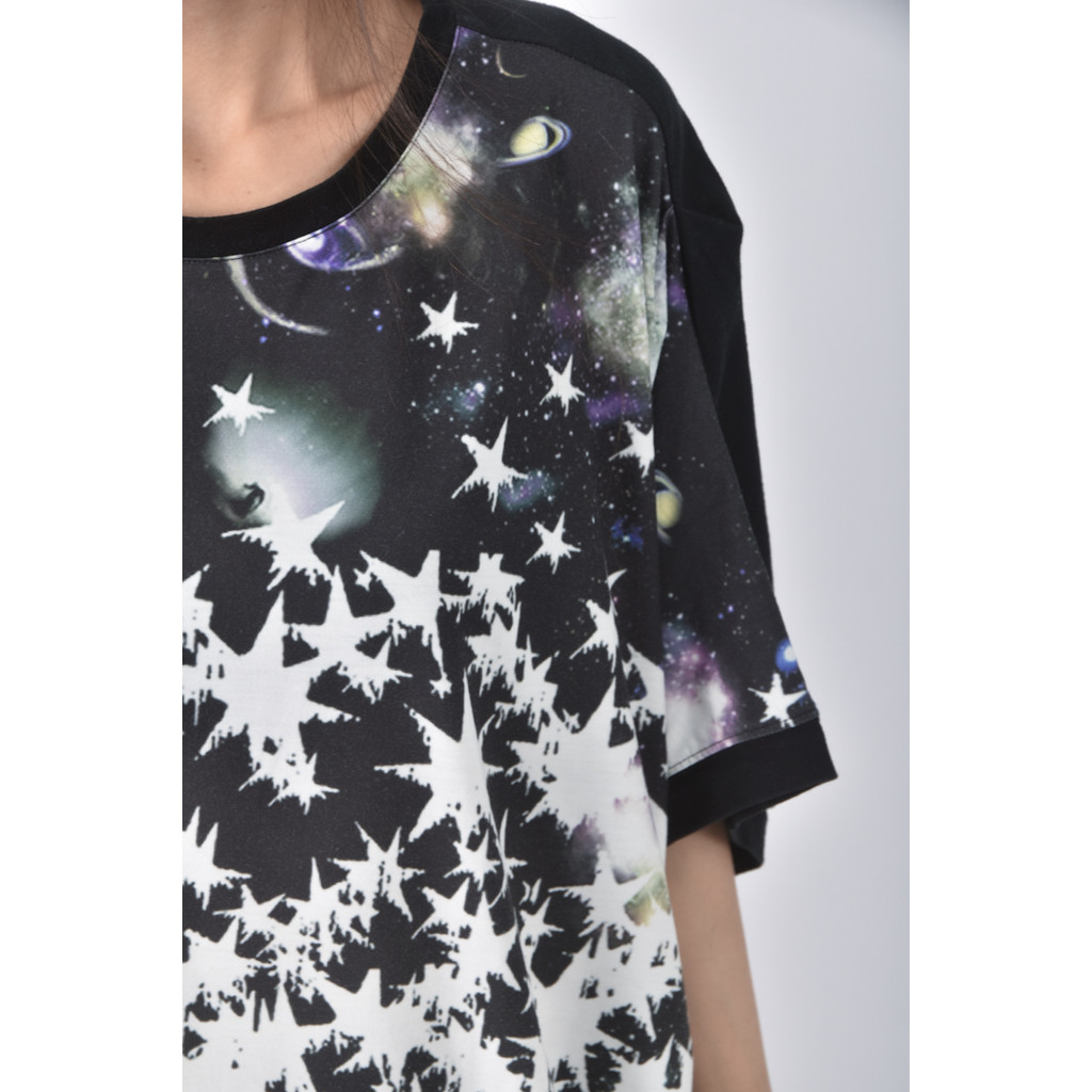 (M) scolar parity棉質星星黑色短袖上衣二手衣, , large