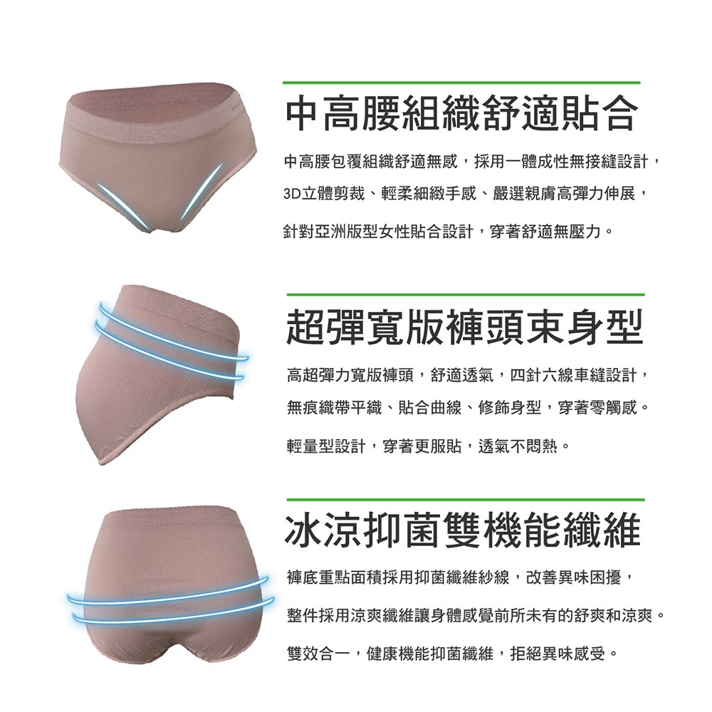 AREXSPORT P032 加大碼抑菌內褲 自然輕量透氣涼爽中高腰無縫機能 輕薄抑菌三角褲 吸濕排汗 收腹內褲 無痕內, , large