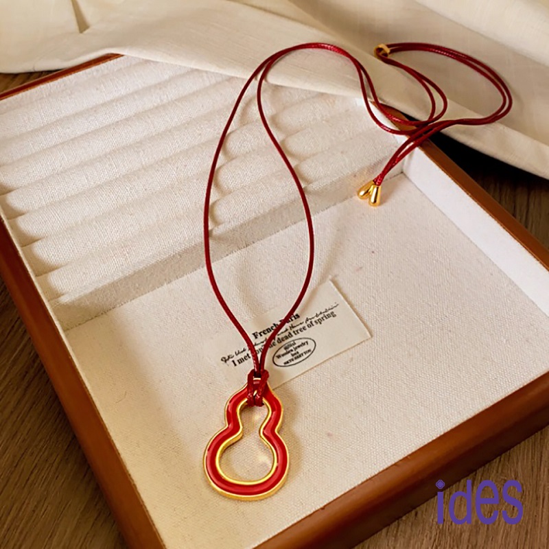 [ides愛蒂思] 輕珠寶時尚設計都會系列項鍊/紅繩葫蘆, , large