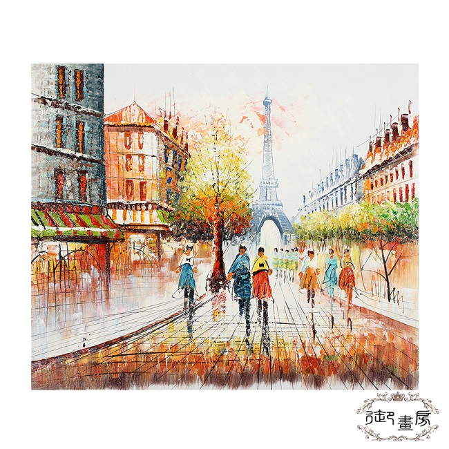 【御畫房】 手繪無框油畫-巴黎街頭 50x60cm, , large