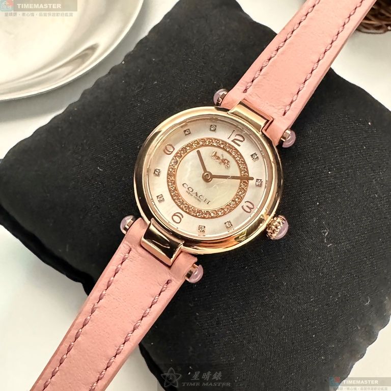 [星晴錶業]COACH手錶,26mm,CH00211貝母錶面玫瑰金錶殼粉紅真皮皮革錶帶款, , large