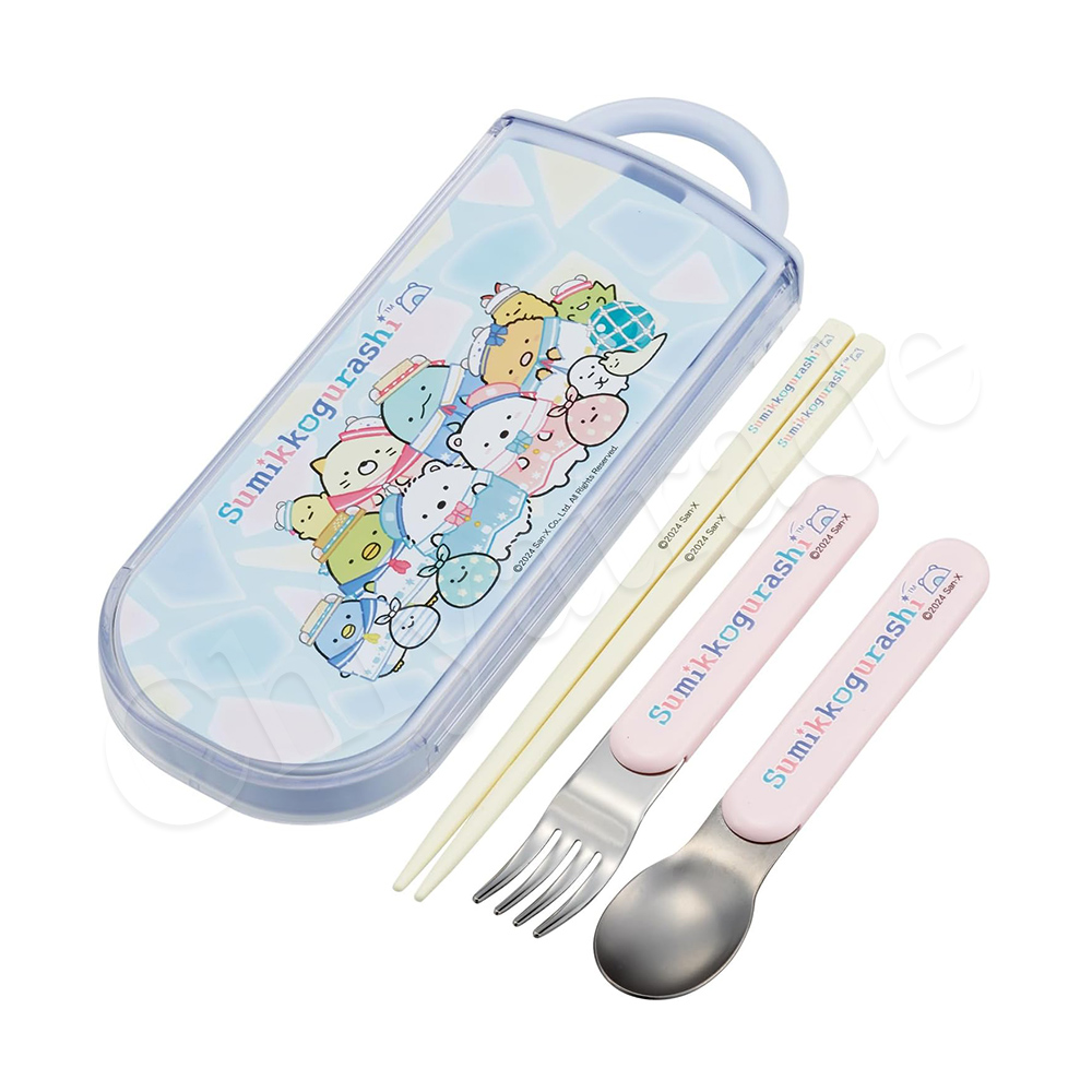 【百科良品】日本製 角落生物 北極熊的故鄉 出遊趣 環保筷子+湯匙+叉子三件餐具組 抗菌加工Ag+(日本境內版), , large