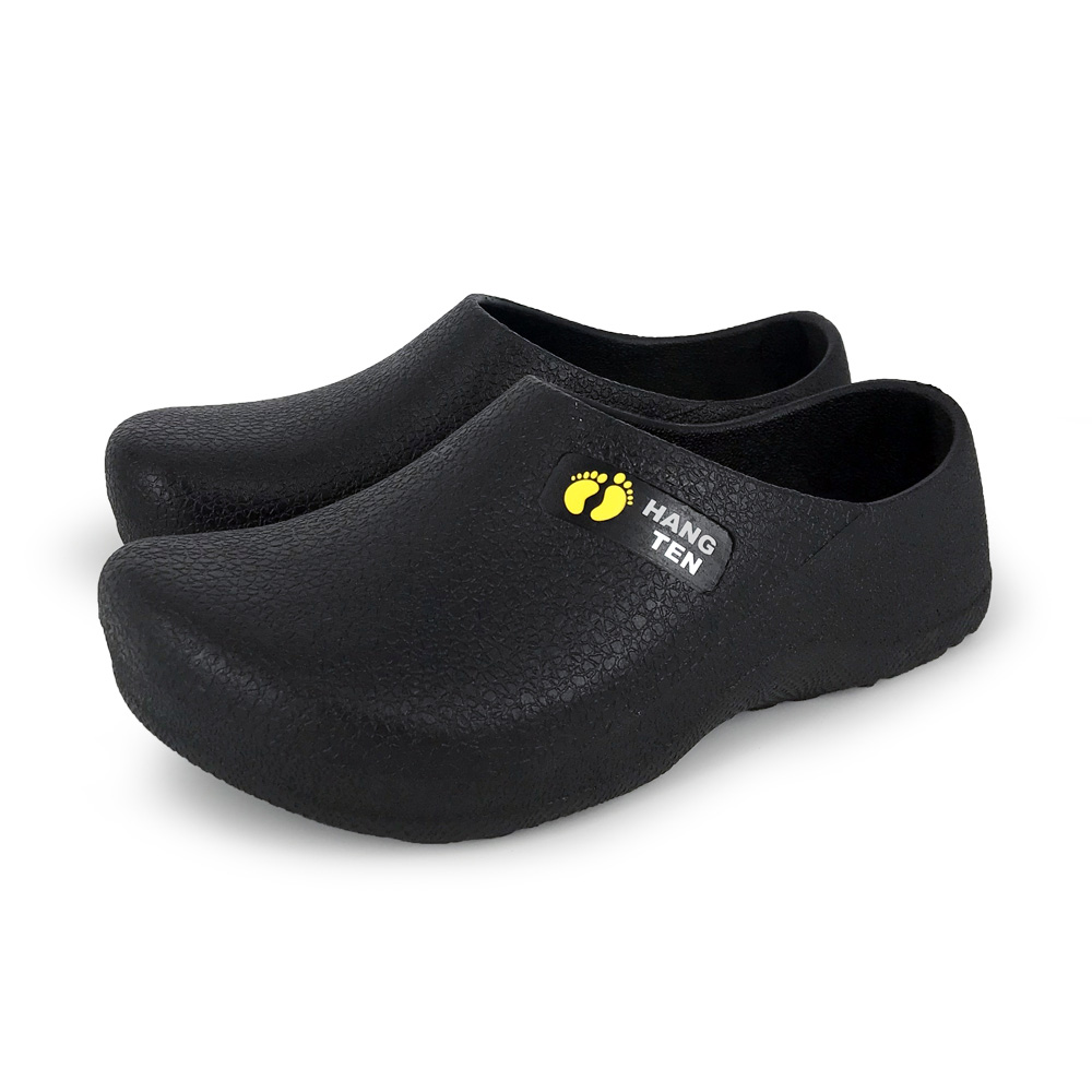 HANG TEN 廚師鞋 工作鞋 拖鞋 懶人鞋 男鞋 女鞋 MIT台灣製 防水 減壓 透氣 散熱 排汗 耐磨 防滑 黑黃, , large