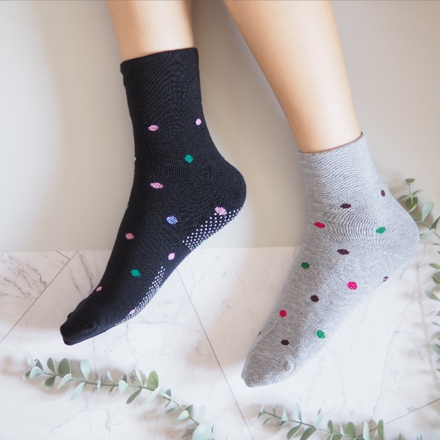 [Kaimei Cotton Industry] 6 pairs set, random and excellent IT made in Taiwan, no bunch marks, wide mouth women's version of senior socks - colorful dots, , large