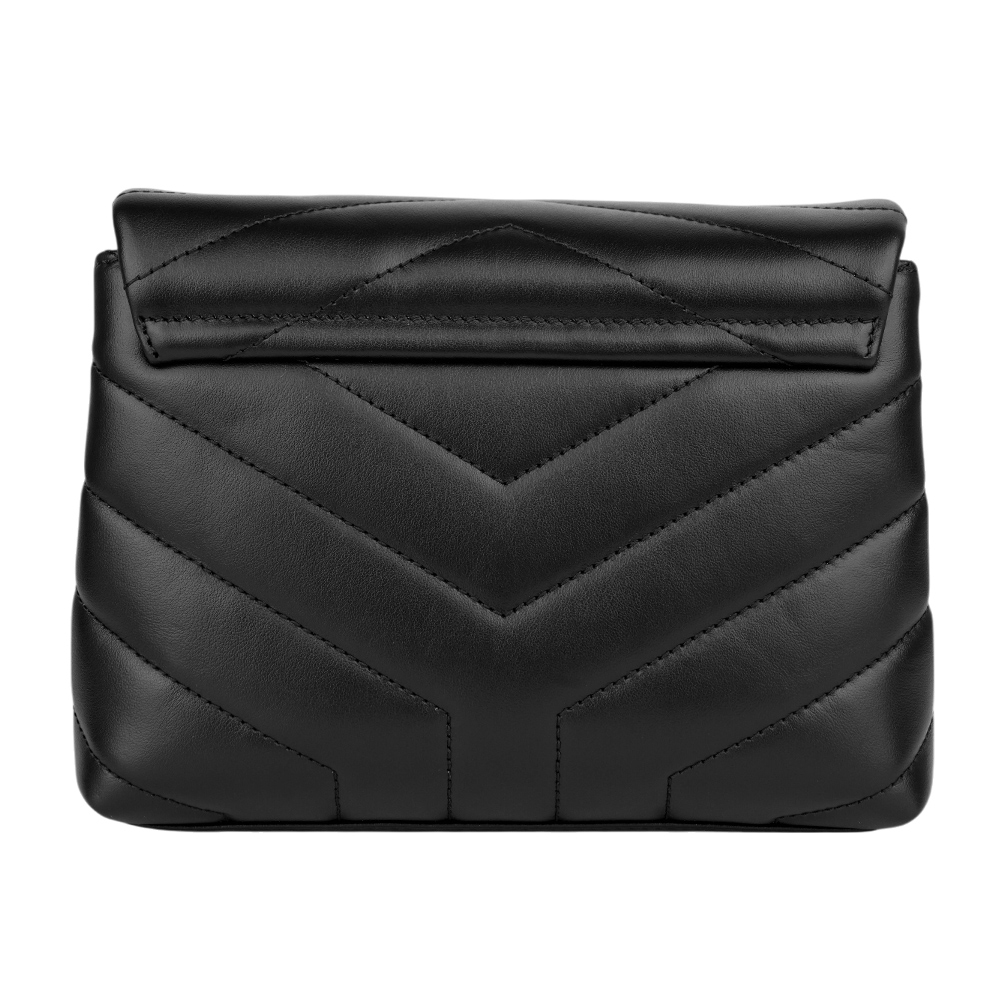 YSL Monogram Lou Lou 黑釦V紋小牛皮斜背包(MINI)/黑色, , large