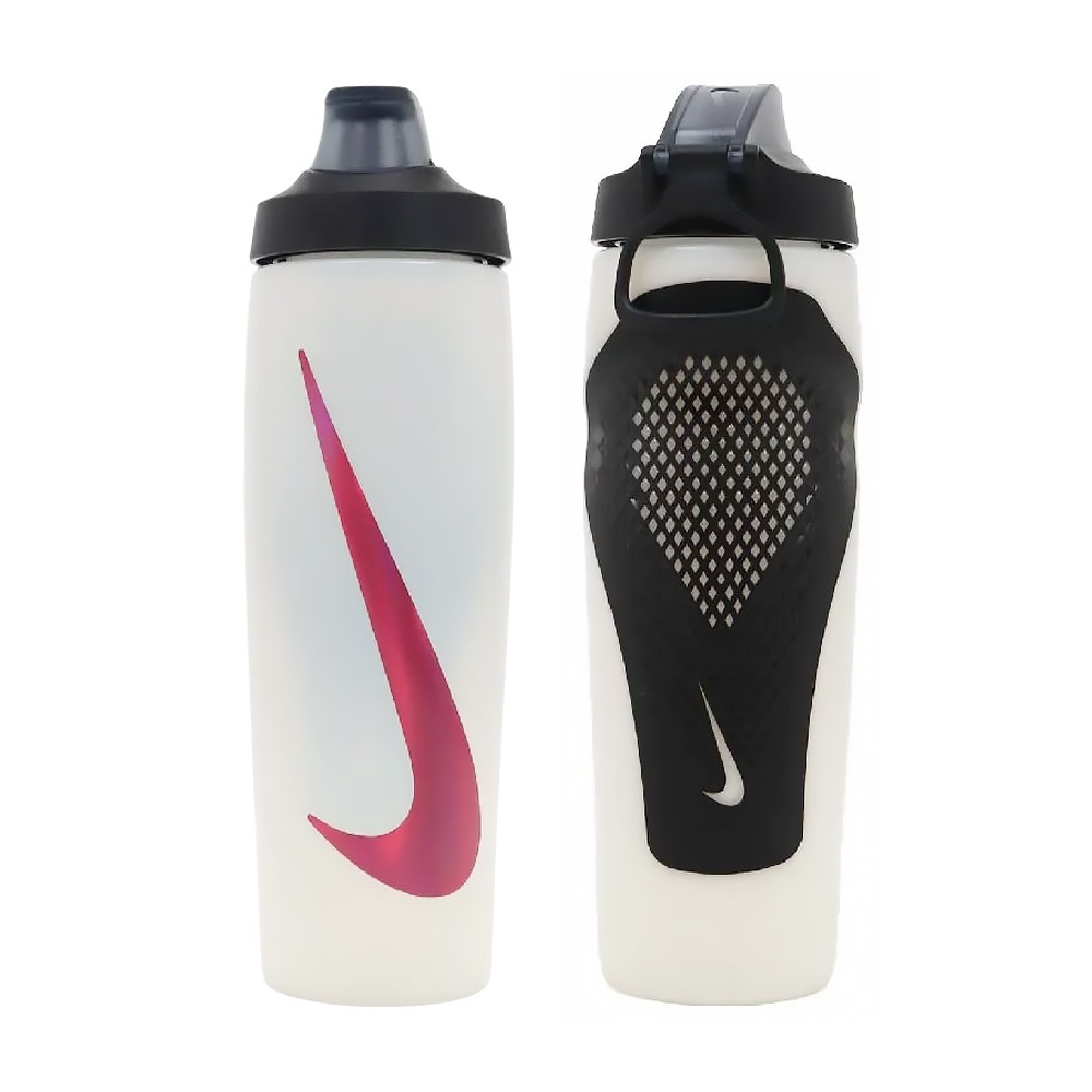 NIKE REFUEL BOTTLE 瓶蓋擠壓水壺 24OZ/709ml 運動水壺 便攜 防漏 黑銀 白黑 白紅 藍黑, , large