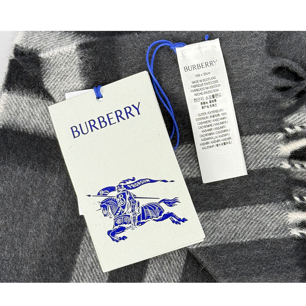 BURBERRY 基本款經典格紋喀什米爾圍巾/暗炭灰色, , large