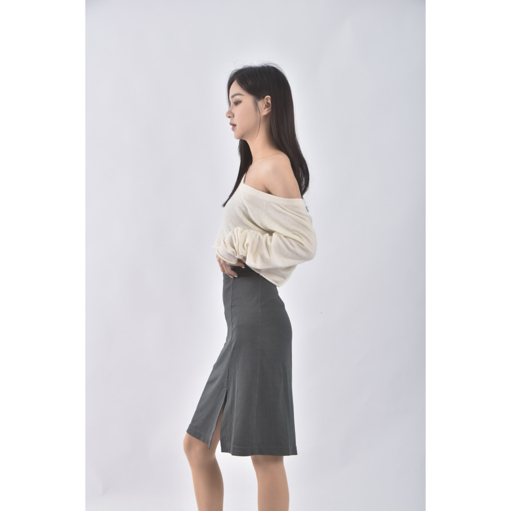 (XL) net素面灰色長裙二手衣, , large