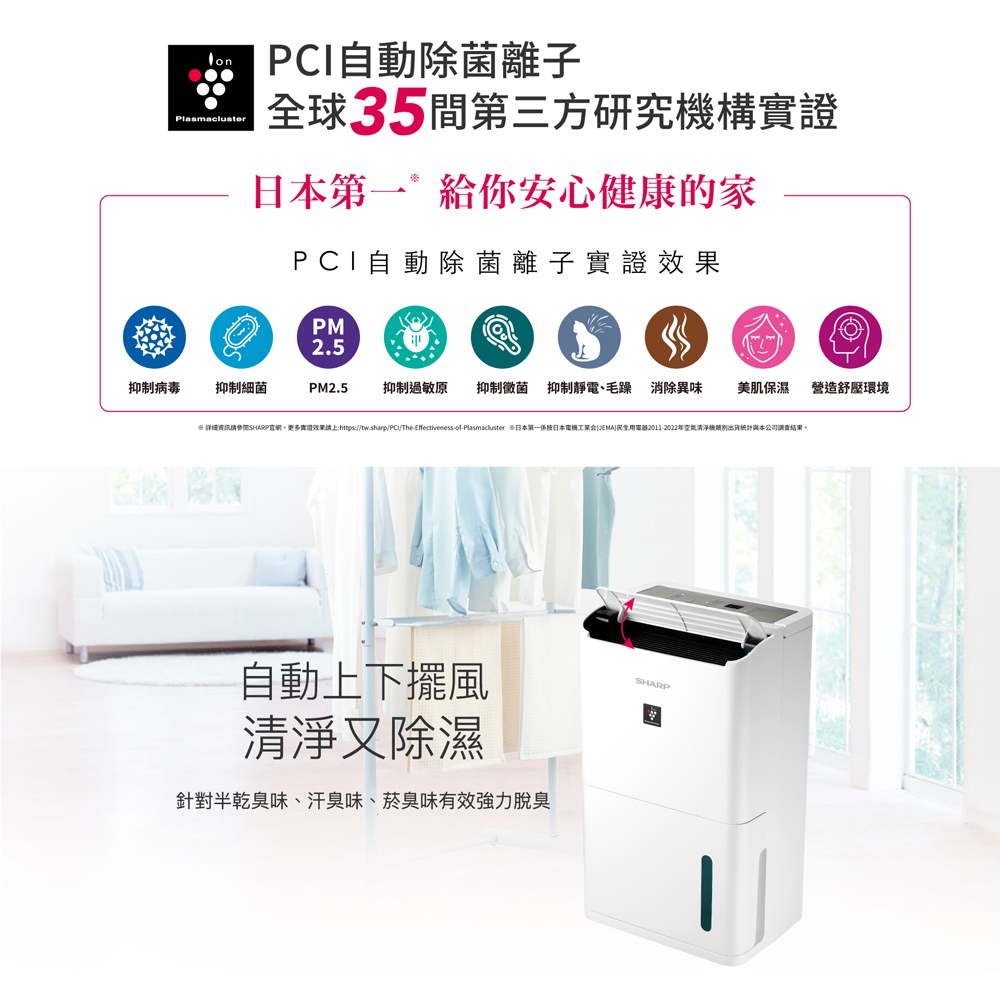 SHARP 10 Ping Grade 1 Energy Efficient Auto Sterilizing Ion Strong Dehumidifier DW-LT8HT-W, , large